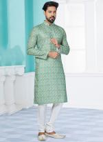 Dhupion Silk Lime Green,multi Festival Wear Printed Readymade Kurta Pajama